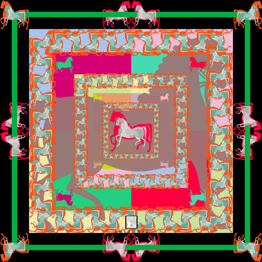 Elegant Horse Silk Scarf 4 – AmirMajd
