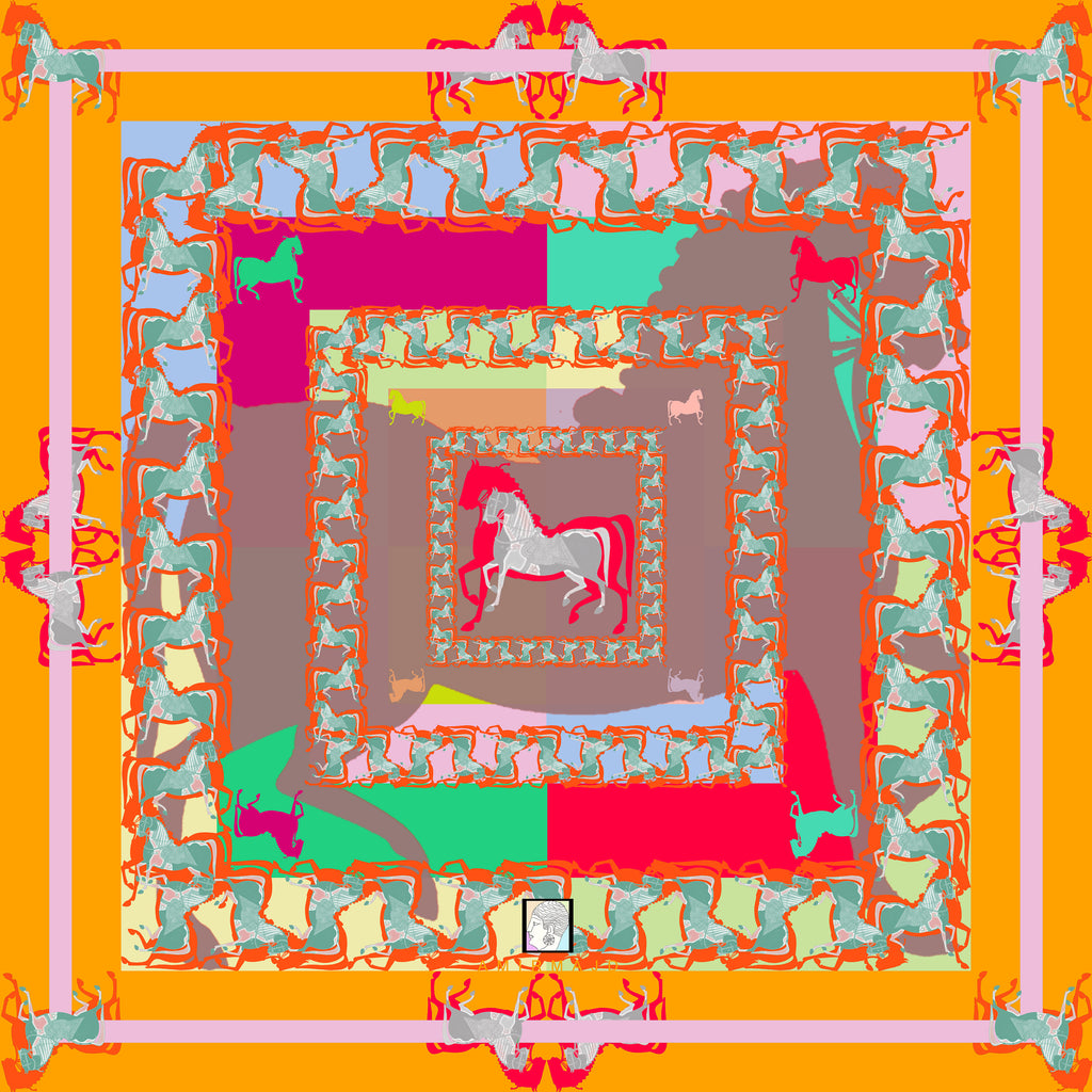 Elegant Horse Silk Scarf 6 – AmirMajd